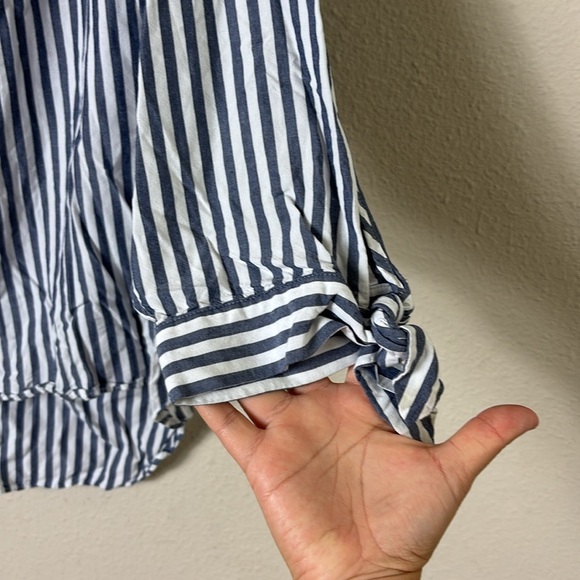 J.Crew Collared Tie-Sleeve Popover Stripe Shirt Tunic sz XL - Picture 5 of 10